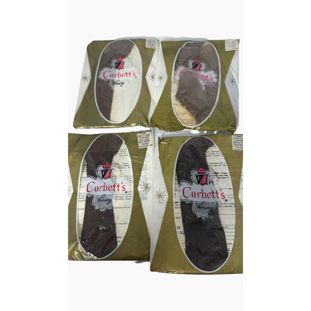 Corbetts Lot of 4 Vintage Hosiery Women Pantyhose Nude Heel Brown Taupetone